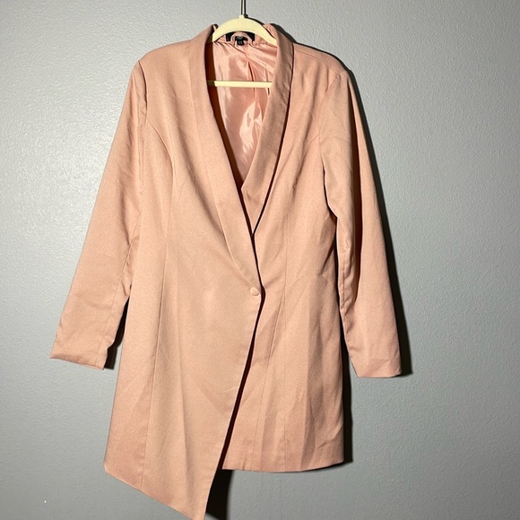 Missguided Pink Asymmetric Blazer Dress Size 14 - Picture 1 of 7